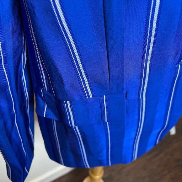 J.Crew Collection Alfie Blazer Striped Jacquard Blue Size 6 BP794 - Picture 9 of 13